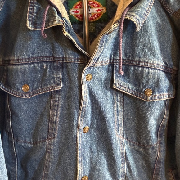 Denim Hoodie Jacket with Wolf Design - Picture 3 of 7